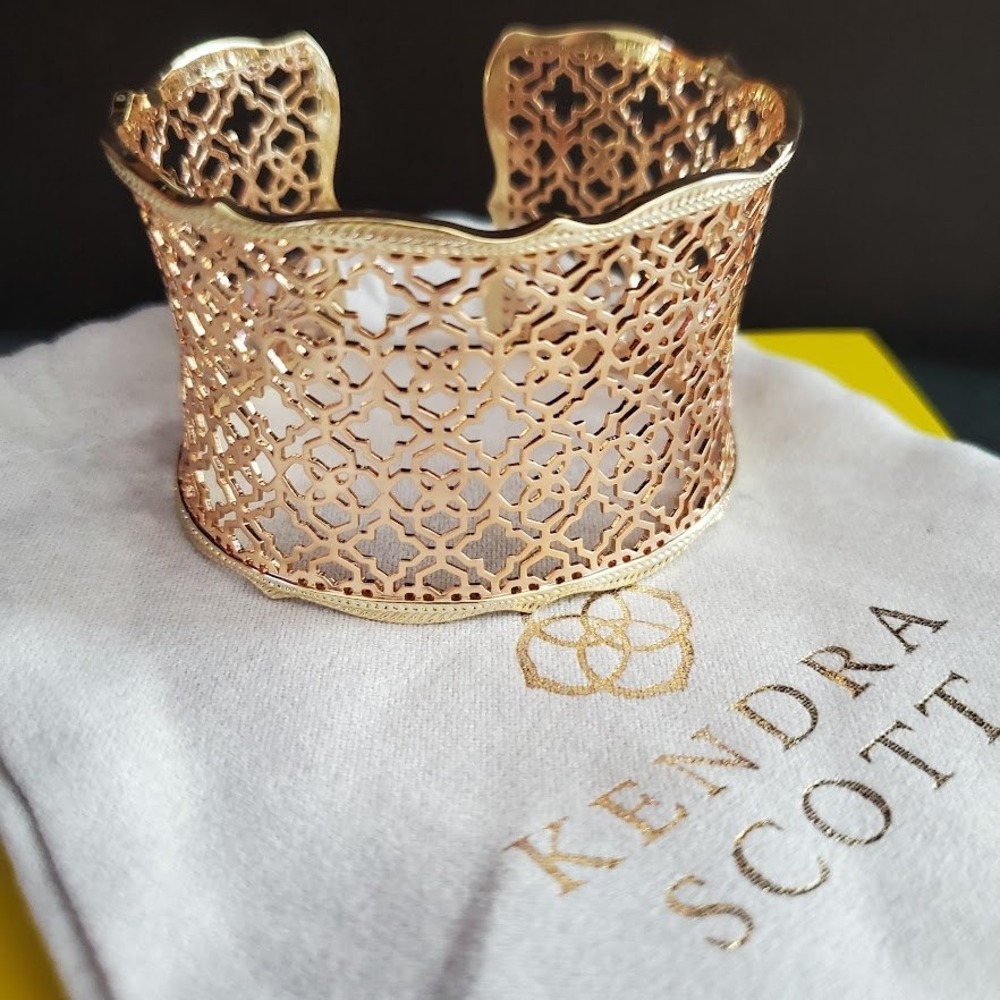 Kendra Scott Candice Cuff Bracelet Rose Gold & Gold Plate Filigree Lattice - Picture 2 of 10